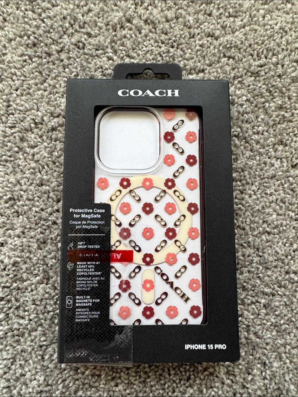 COACH iPhone 15 Pro MagSafe Case Floral Chain Print NIB